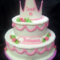 Sweet 16 All buttercream with gumpaste crown.