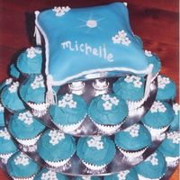 Cupcakes With Pillow Cake This was for my sister's birthday. I designed the whole cake so I could try out Boonenati's gumpaste shoe, but it turned out...