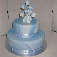 Blue Marbled Christening Cake This was my first christening cake. It was made as an example and my sister's boyfriend ended up with it as a birthday cake!! Fondant...