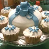 Baby Blue Cake & Cupcakes This is my 3rd cake using fondant. One of my friends asked me to make him a cake, so I did. Its a butter golden cake with vanilla icing,...