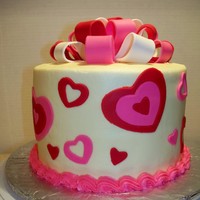 Valentine's Day Cake Buttercream With fondant accents and gumpaste bow