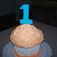 First Birthday Large cupcake, Customer wanted very plain, it has a molded chocolate #1