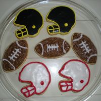 Football Cookies I made these for a superbowl party. I have yet to find the exact kind of icing I like working with. My friends and family love buttercream...