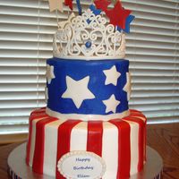 Patriotic Birthday Buttercream with fondant accents, gumpaste crown and stars.