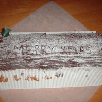 My First Christmas Log this is the first time I have made a christmas log I used chocolate fudge icing to cover it