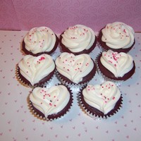 Heart Shaped Cupcakes With Heart Shaped Frosting Made heart shaped cupcakes (with a rolled up piece of alum foil) and frosted them into a heart shape. Easiest cupcake frosting ever!