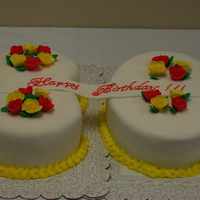 Happy Bday Mawmaw B One cake is a lemon cake with lemon cream cheese filling and icing, the other is a yellow butter cake with buttercream icing. Both are...