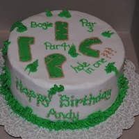 Puttputt Bday Chocolate cake, strawberry cake, with vanilla buttercream filling and icing. The theme was putt putt golf.