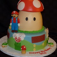 Super Mario Cake Borrowed idea from the many beautiful cakes on CC. Thanks for the inspiration. Iced in fondant, figures are fondant/tylose. TFL.