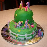 My Little Pony Birthday Cake This was my daughter's 3rd birthday cake and my 3rd fondant cake. The top layer is covered in fondant and the bottom layer is...