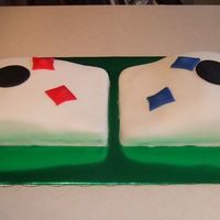 Cornhole Cake I made this cake for a Cornhole (aka. Corn Toss) tournament. I used an 11x17 sheet cake, cut in half and carved to slant like a real...