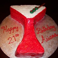 Ariana's 21St Birthday Cake Girlfriends daughter turned 21 and wanted a martini glass cake! Used buttercreme icing and wilton sparkling red gel! the olives are just...