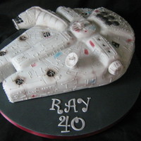 Millenium Falcon Cake This was a lemon sponge cake with lemon curd and lemon b/c filling, covered in fondant with gumpaste accents. It was apprx.19".The...