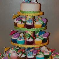 Tropical Cupcake Tower Cupcakes for my daughter's birthday...she received the newest American Girl doll for her birthday and she is from Hawaii so we had a...