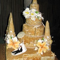 Sand Castle Wedding Cake Sand Castle Wedding Cake ; that I made for my Son's Beach Wedding . All buttercream icing , dusted with crushed graham crackers &...