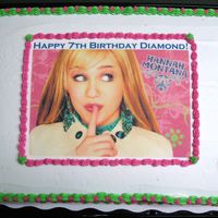 Hanna Montana Themed Cake Made this for my Grand-daughters 7th Birthday . She is a big fan of " Hanna Montana ". All buttercream with an edible image .