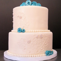Ivory & Turquoise 2 Tier Brushed embroidery to match bride's veil