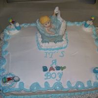 A Tres Leches Baby Shower Cake This is a bananna Tres Leches cake top with Whipped cream and bananna filling !!