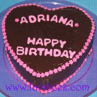Birthday Heart choc cake with choc genache - decorations are MMF
