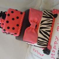 Hot Pink & Zebra Stripes Made for 14 year old twin girls. All fondant