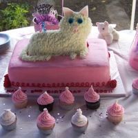 Reece's Glamour Kitty Cake A kitty cake for my niece's 2nd birthday. A 12x18" chocolate cake filled with raspberry SMBC covered in white chocolate...