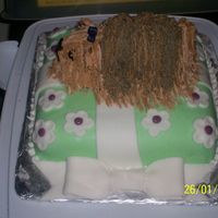 Yorkie On Pillow made this for my grandaughters birthday. the pillow is fondant and the dog is butter cream. to make the dog i used 3d rabbit pan.