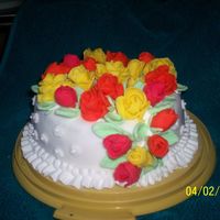 Fondant Rose Birthday Cake This is my forst attemp of fondant roses. Made for my daughter's boss' birthday.