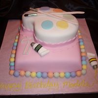 Art Palette This is a birthday cake made for my daughter's 7th birthday party. We brought it to a location where the kids painted pottery for the...