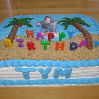 Birthday Surfing I made this cake for my brother's birthday. I laminated a picture that was taken of him "fake surfing" and put icing behind...