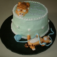 Kitty Cake I had a request for a kitty cake and this is what I came up with... The kitties are made out of marshmallow fondant, as is the yarn. I wish...