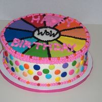 Carnival Cake Chocolate with ganache filling, buttercream and royal icing. Originally made the color wheel from royal icing, it turned out beautiful, but...