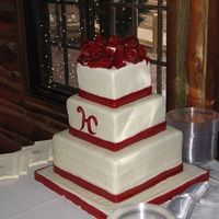 December Wedding Cake this is my second wedding cake....first one covered in fondant.....it's red velvet cake with cream cheese icing filling and MMF...the...