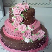 Stacked Cake My first stacked cake with my first royal icing roses.