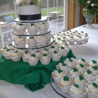 St. Patrick's Day Wedding Shamrocks are chocolate made from a mold. Lace wrappers made from 10 inch Wilton doilies.