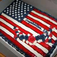 Citizenship Cake I did this cake for a woman who just became an American citizen. I used buttercream frosting for the cake and flower spray with fondant...