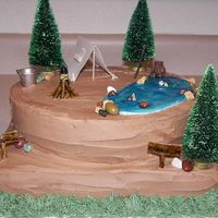 Camping Cake A camping-themed bridal shower cake for my sister-in-law who, along with her fiance, are avid campers and outdoorsmen. They are also...