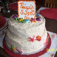 Paige's Cake Cake flav on top teir is a cookies-n-cream with a chocolate mousse filling and the bottom teir is a butter fudge cake with a chocolate...