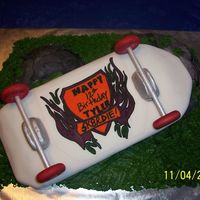 Sk8Rdie Man!!! This was for my son's 12th birthday. I give Krissy Zaenglein 100% thanks for her inspiration and help, as this is my 2nd fondant cake...