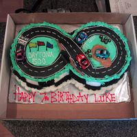 Race Car Track Made this for my son's 7th birthday.