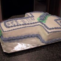 Baptism Cake Purple border with purple flowers