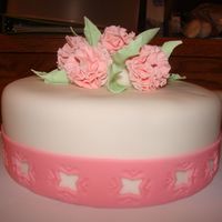 My Final Cake For The Wilton Fondant And Gumpaste Course Carnations and leaves are the fondant/gumpaste mix. Fondant icing and border.
