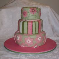 Birthaversary Cake My first attempt with marshamallow fondant, and the second time covering a whole (real) cake in fondant. 10", 8", and 6".....