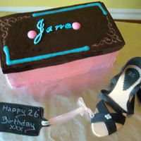 Shoe And Shoebox Cake:) Phew! this was a toughy for me! Cake is WASC filled/iced with Raspberry flavoured SMBC, lid is Michelle Fosters fondant and my terrible...