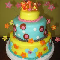 Minaya's 1St Birthday Cake! A month in the learnng/planning/baking of my girls 1st birthday cake!!3 layers WASC cake with 'Julie's less sweet BC icing'...