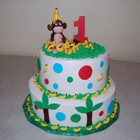 Monkey Cake Inspired by all of the cool monkey cakes. I knew one day I would get to make one. SMBC. fondant accents 50/50 fondant gumpaste monkey and 1...