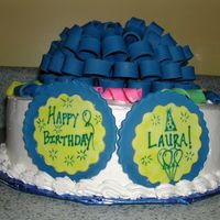 Dh010072.jpg This is a birthday cake I did for a friend. Bow and confetti are 50/50 gumpaste and fondant