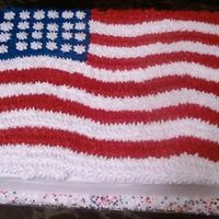 Us Flag 1/4 cake with butter cream start tip #21.