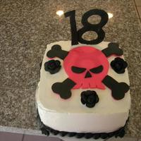 18 Birthday Cake white cake with whipped cream frosting. fondant accents