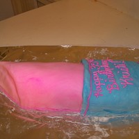 Lipstick Cake for my sisters birthday choc cake and rice krispies!