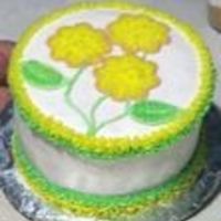 Second Cake Decorated this one during the Wilton course 1. Used a cookie cutter to get the flower design.